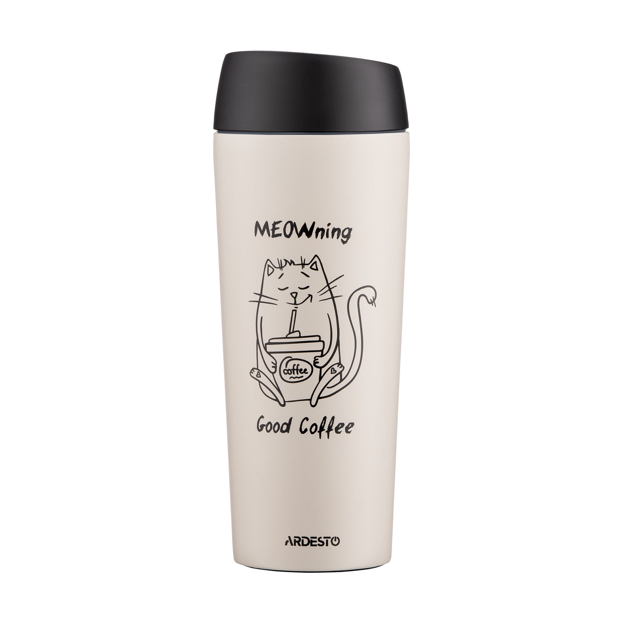 Термокухоль Ardesto Coffee Time Meowning неіржавна сталь, бежевий, 450 мл (AR2645WC)