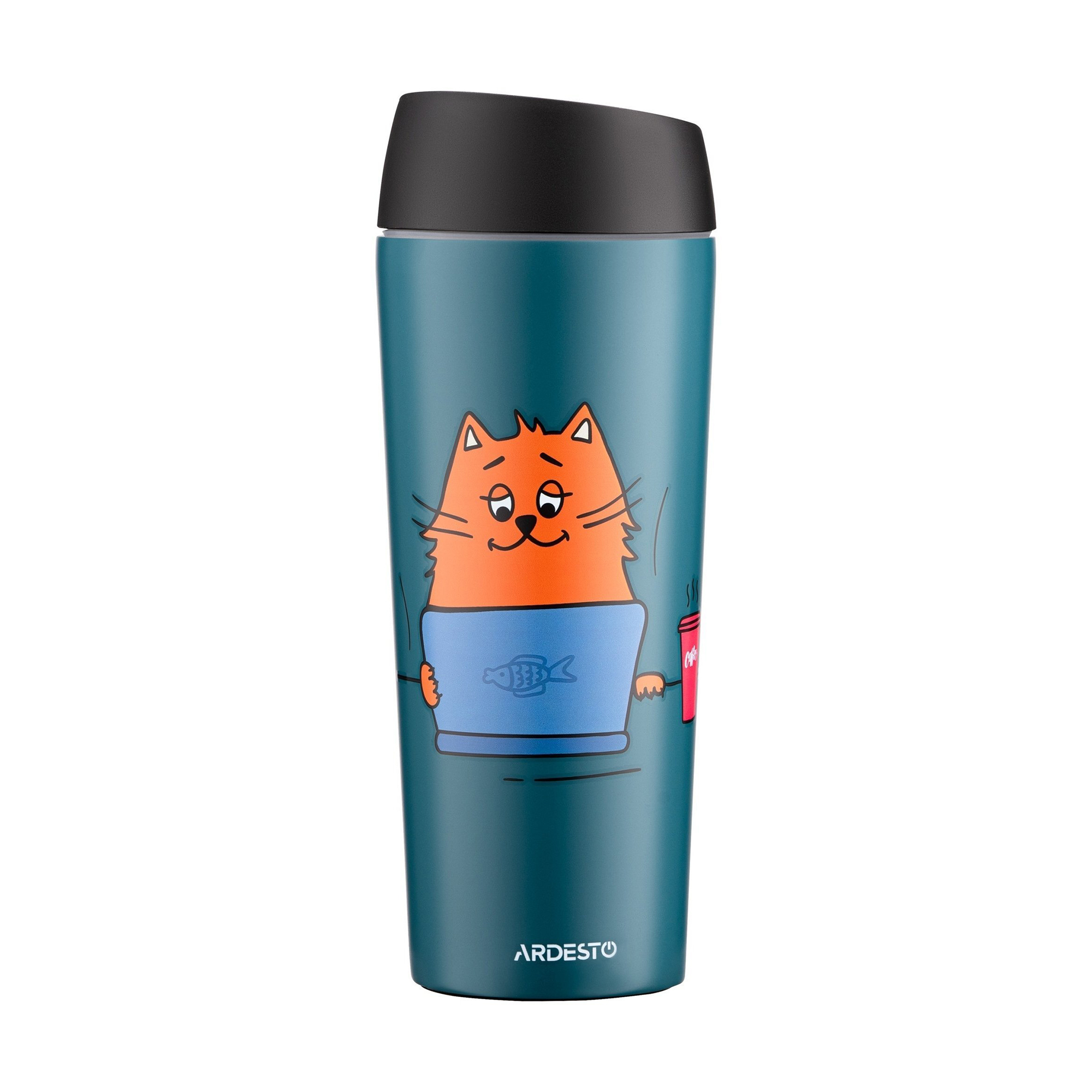 Термокухоль Ardesto Coffee Time Red Cat неіржавна сталь, синій, 450 мл (AR2645CG)